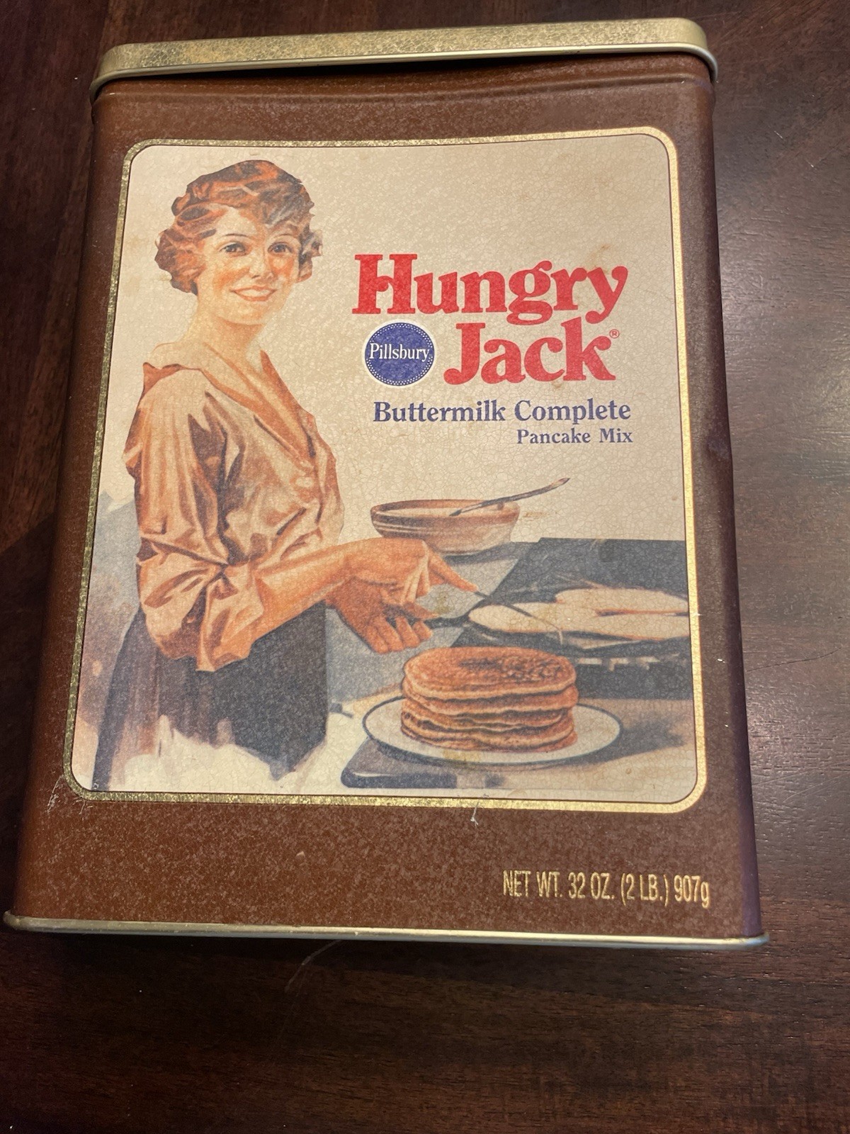 Vintage Pillsbury Hungry Jack Buttermilk Complete Pancake Mix 32 oz Tin Kids