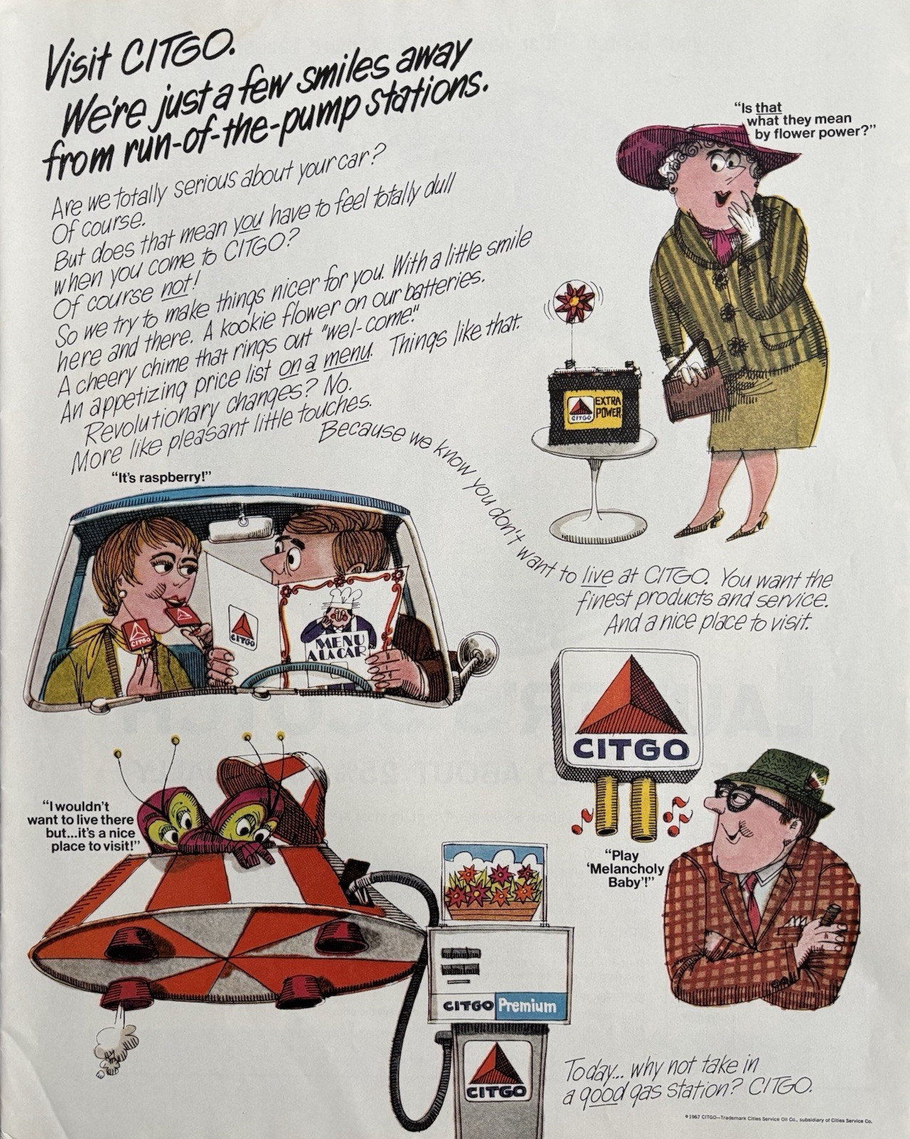 1967 Citgo Gas Stations Original Vintage Advertisement Fuel Cartoon Print Ad