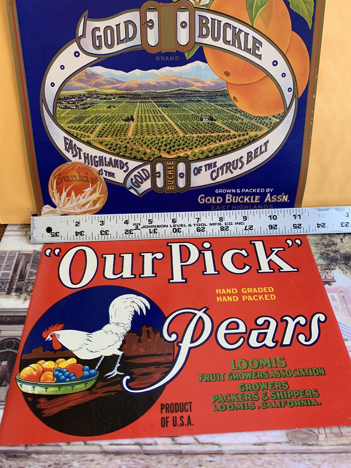 VINTAGE OUR PICK PEARS LOOMIS GROWERS ORIGINAL CRATE LABEL GREAT FOR FRAMING