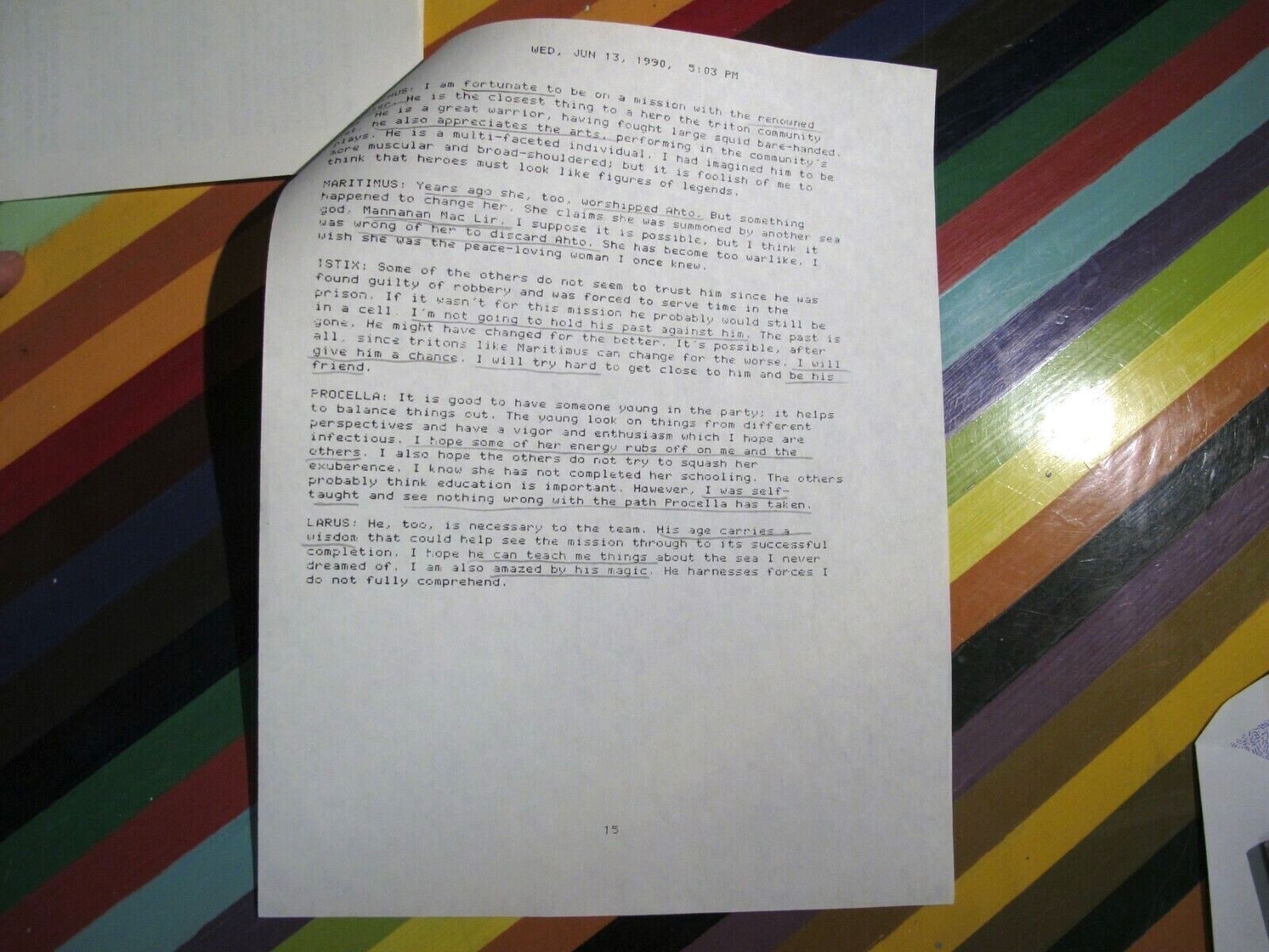 vtg 1980s RPG Wargame Convention D&D Printout Character Profile Triton Druidess