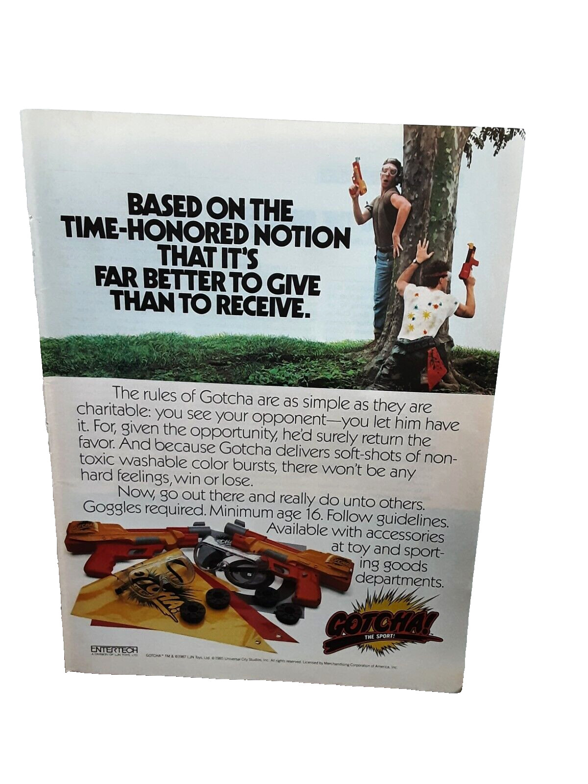 1987 Gotcha The Sport Paint Ball Game Original Print Ad Vintage 80s