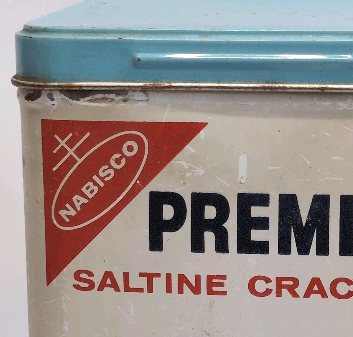 Vintage © 1969 Nabisco Premium Saltine Crackers 14 oz Tin Container w Lid