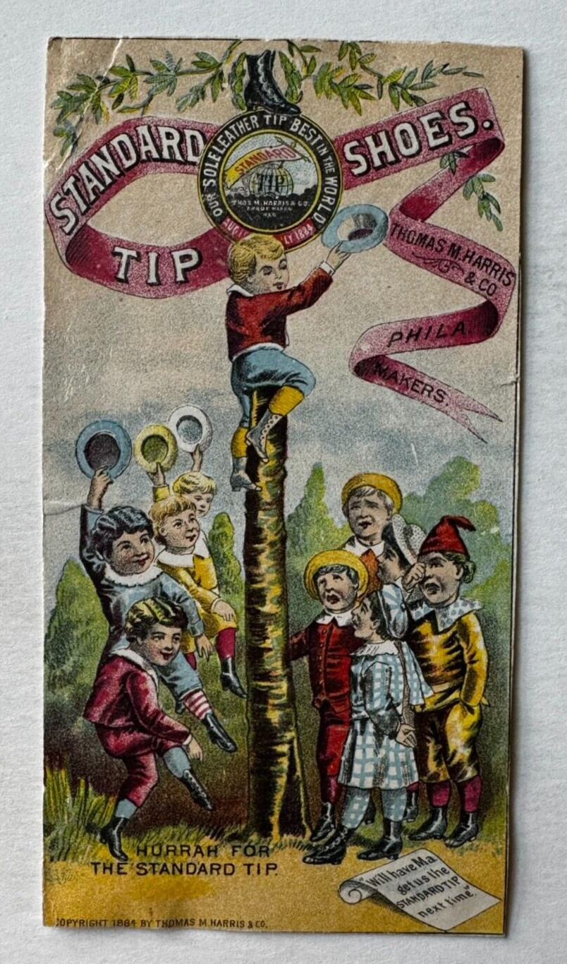 1884 Trade Card Thomas Harris Standard Tip Shoes SH Powers Duane St New York