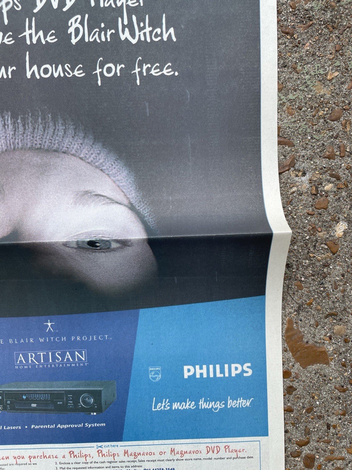 Rare Blair Witch Project Phillips DVD Player Full Page Newspaper Ad 2000 Horror