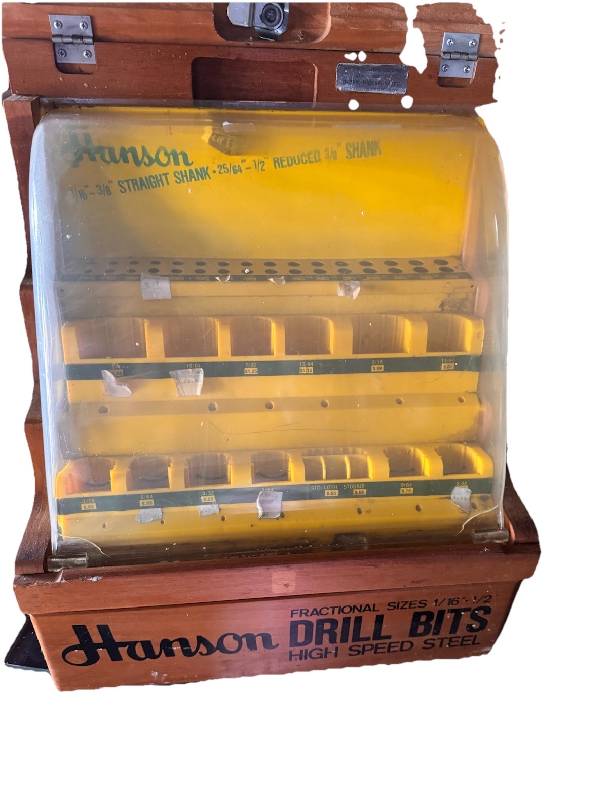 HANSON DRILL BITS WOOD PLASTIC STORE COUNTER TOP DISPLAY CASE