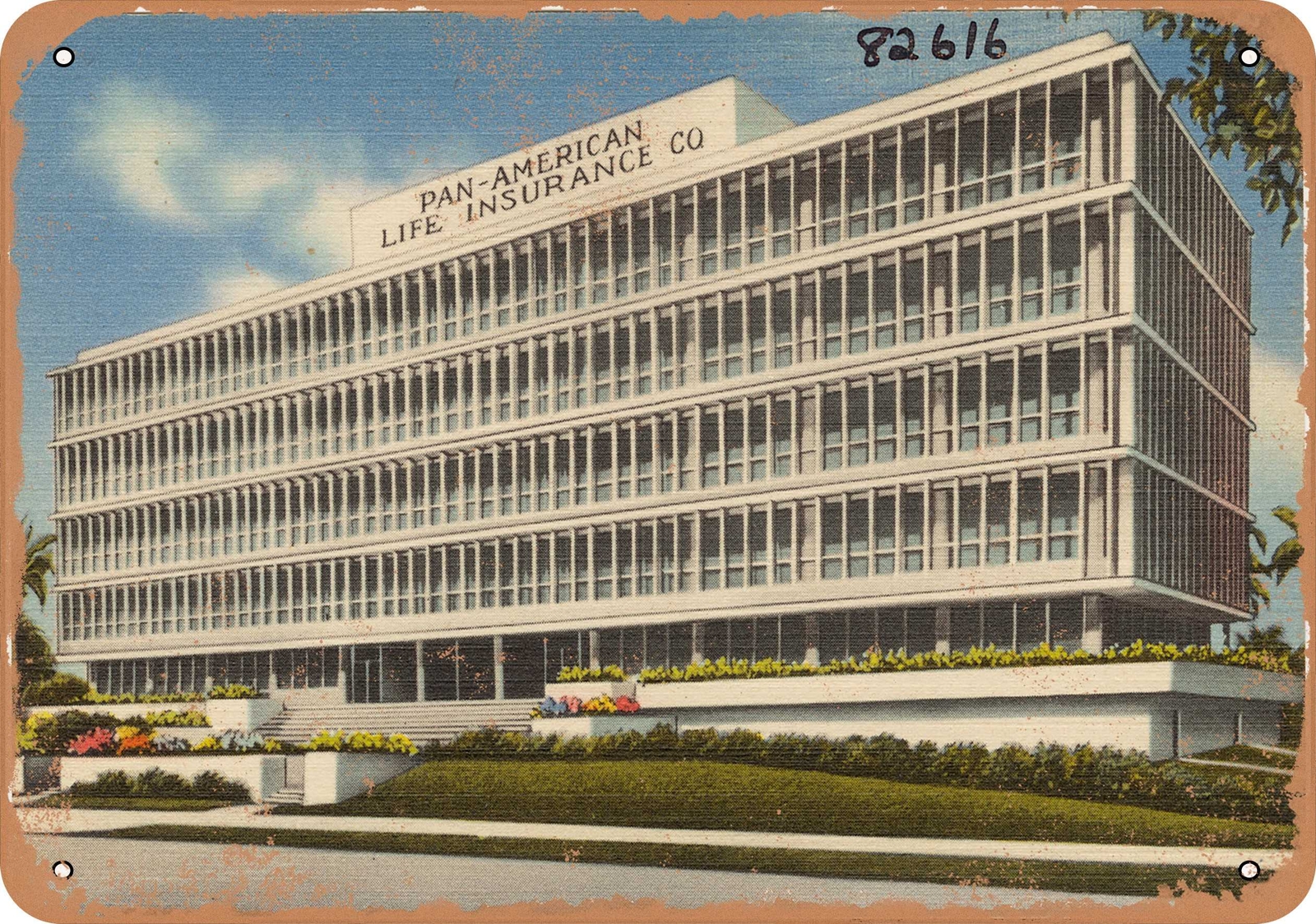 METAL SIGN – Louisiana Postcard – Pan-American Life Insurance Co.