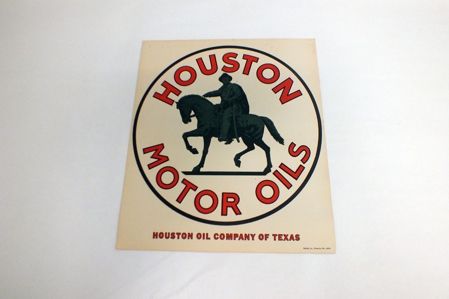 Vintage 1940s Houston Motor Oil Company Advertising Sign Poster Texas 14 x 12