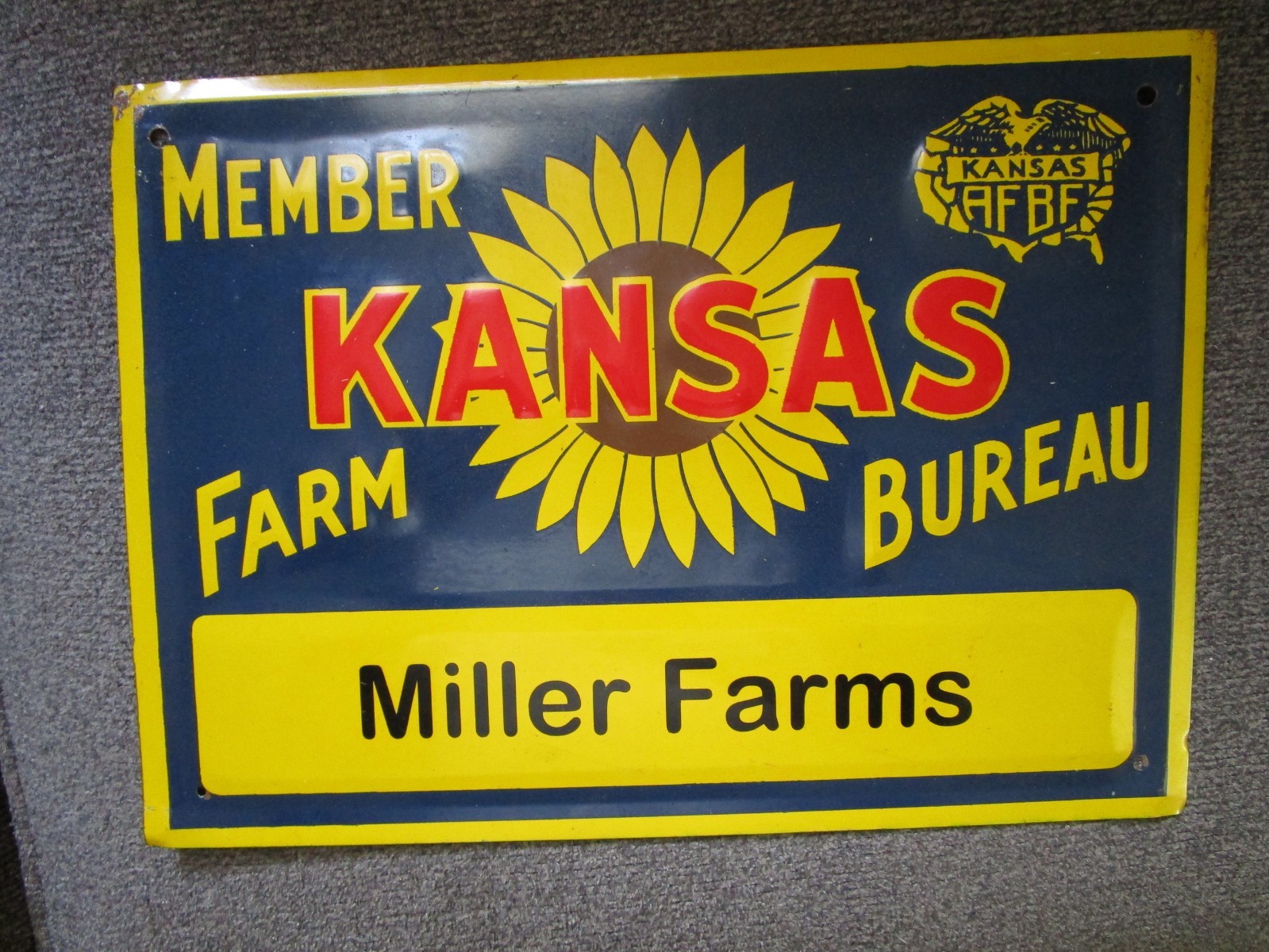 Vintage Kansas Farm Bureau Member Advertising Metal Sign Little Paint Loss