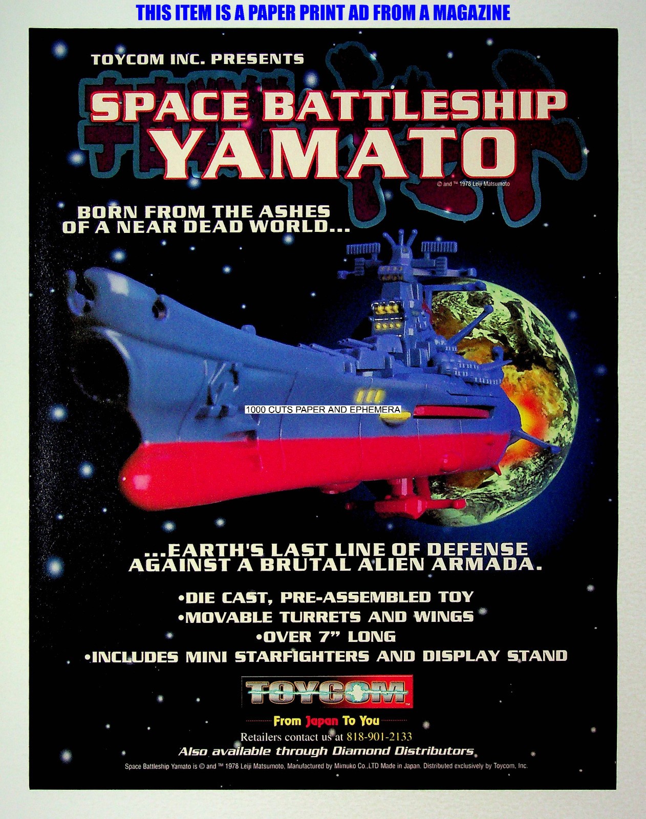 Space Battleship Yamato Model Toycom 1999 Trade Print Magazine Ad Poster ADVERT