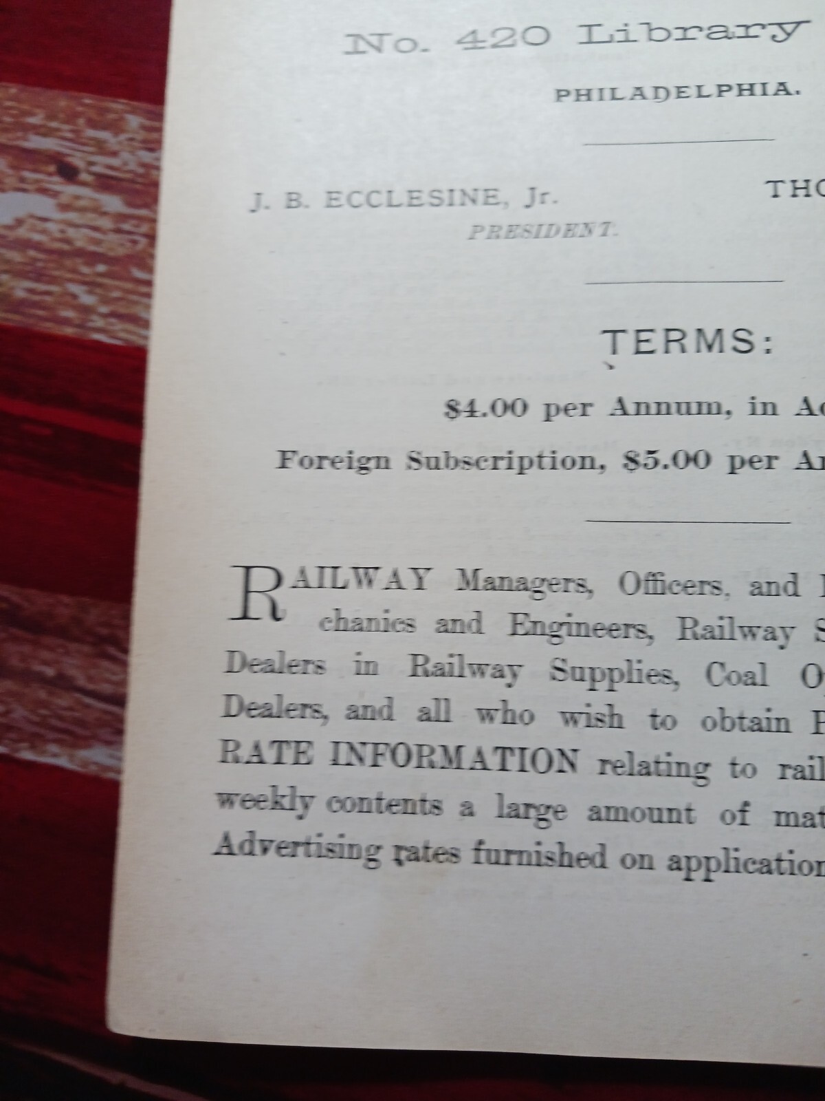 1889 Print Ad ~ RAILWAY WORLD PUBLISHING COMPANY weekly Railroad Paper Magazine