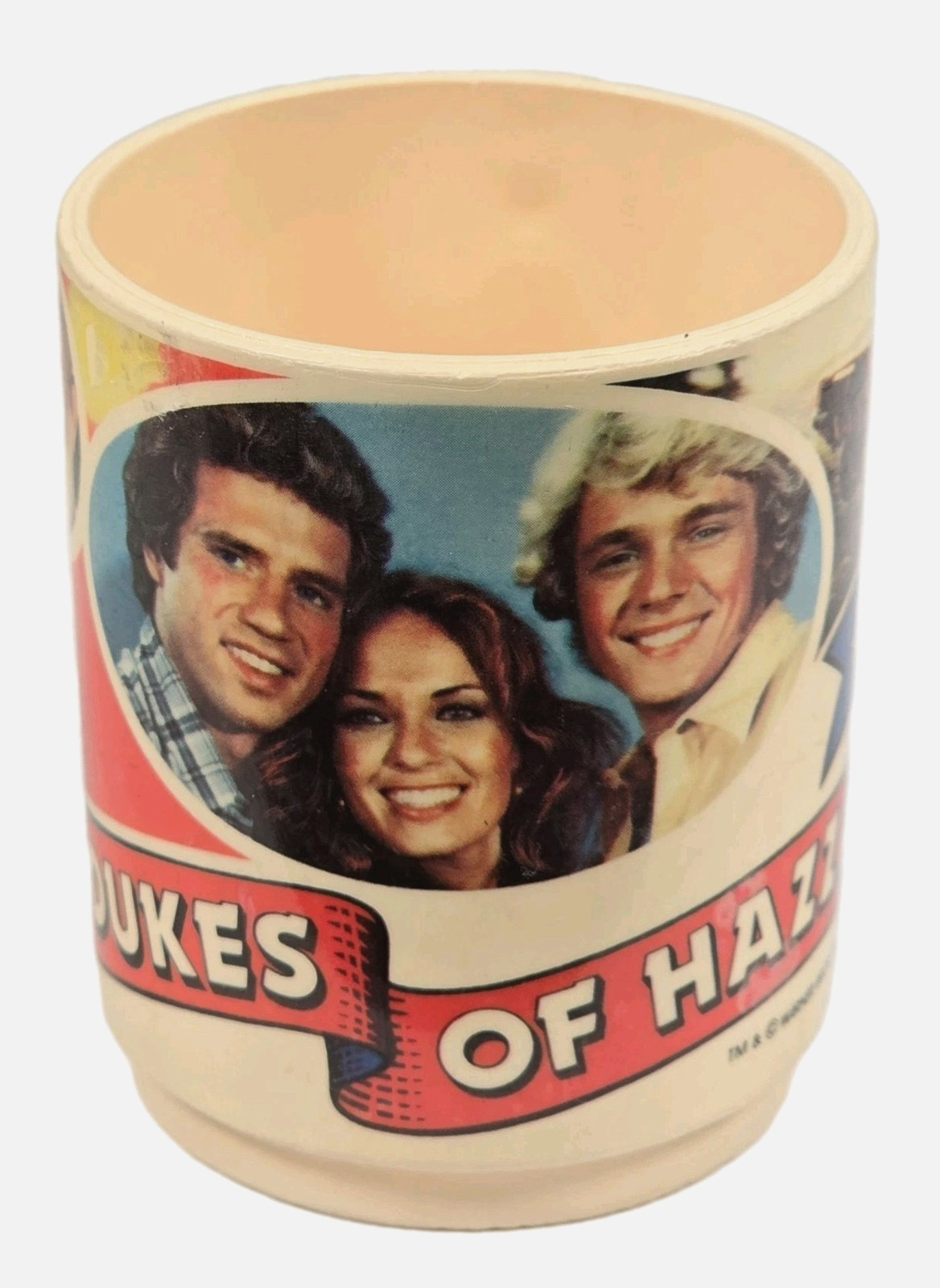 Vintage 1981 Deka The Dukes of Hazard Beige Plastic Cup Mug Warner Brothers
