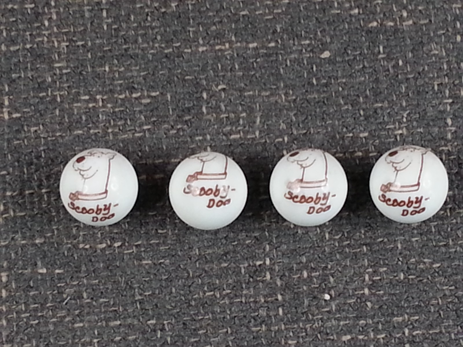 4 Vintage Scooby Doo Glass Marble TV Advertising White