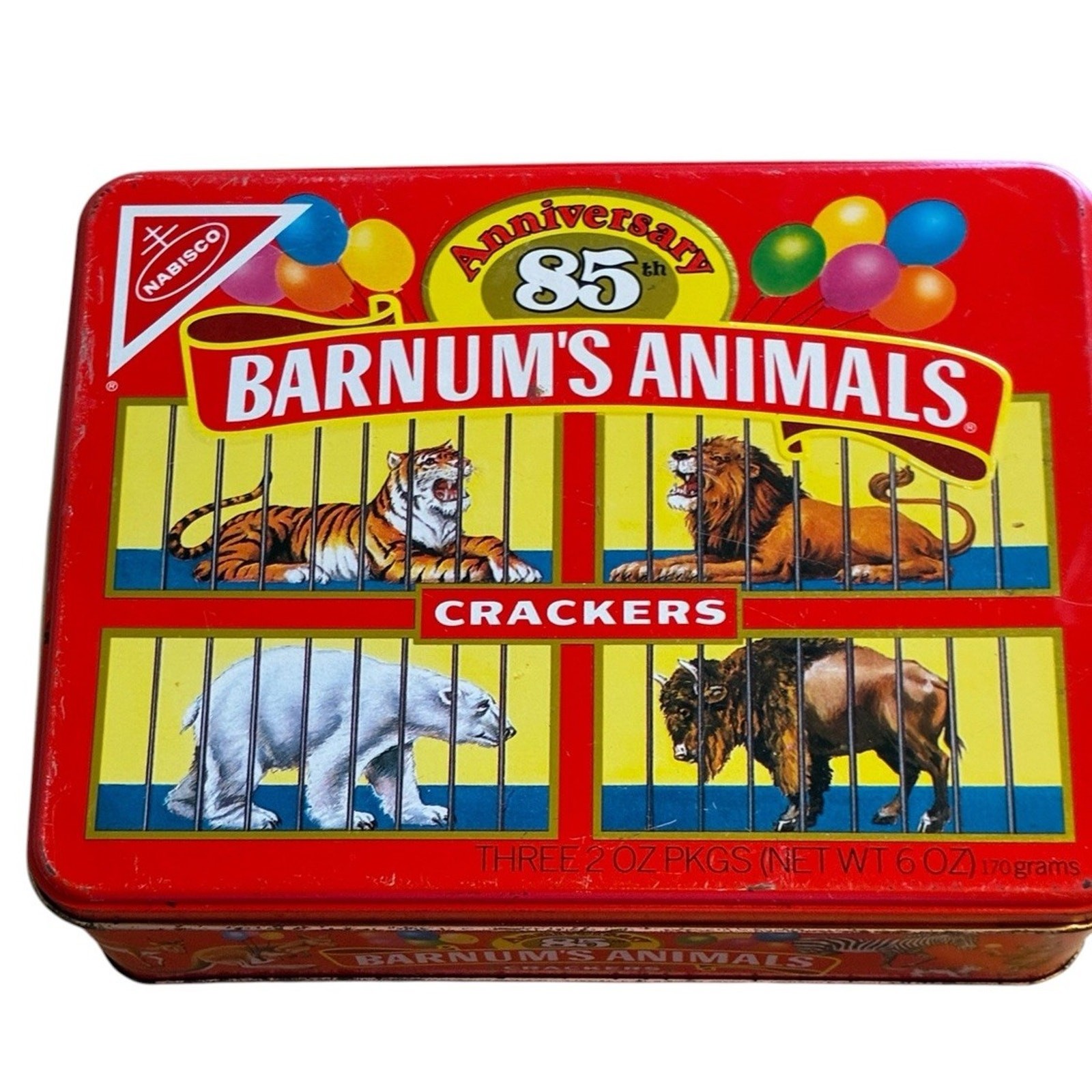 VTG 85th Anniversary Barnum’s Animals Crackers Tin Circus Nabisco Ringling 1987