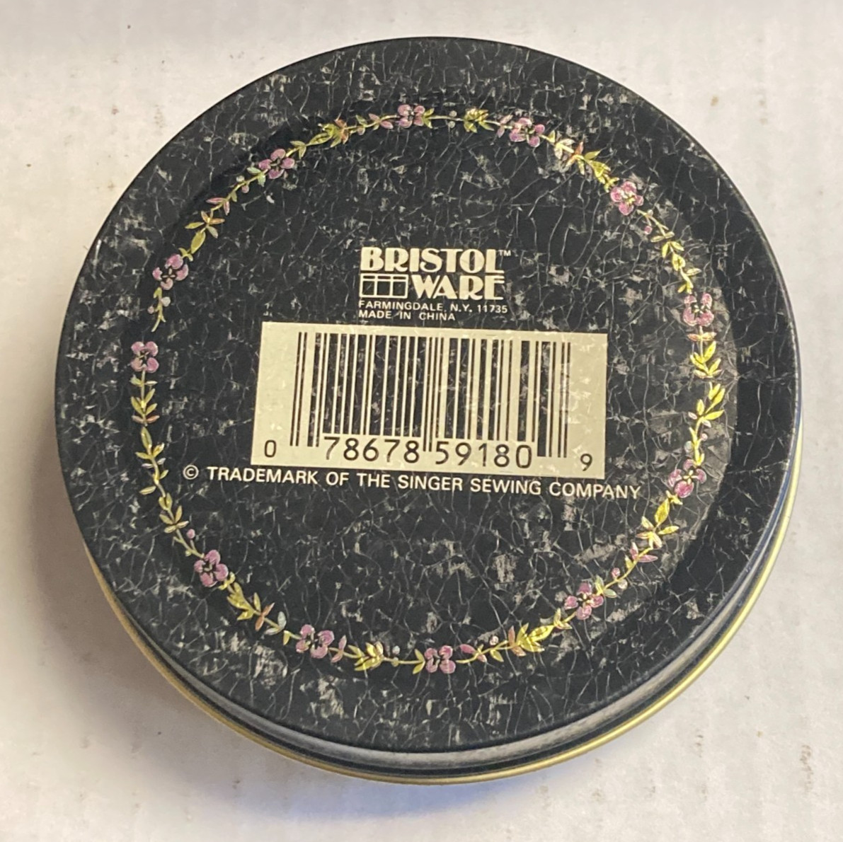 Vintage Sewing Tin The Singer Manufacturing Co. Metal Tin Bristol Ware Rainbow