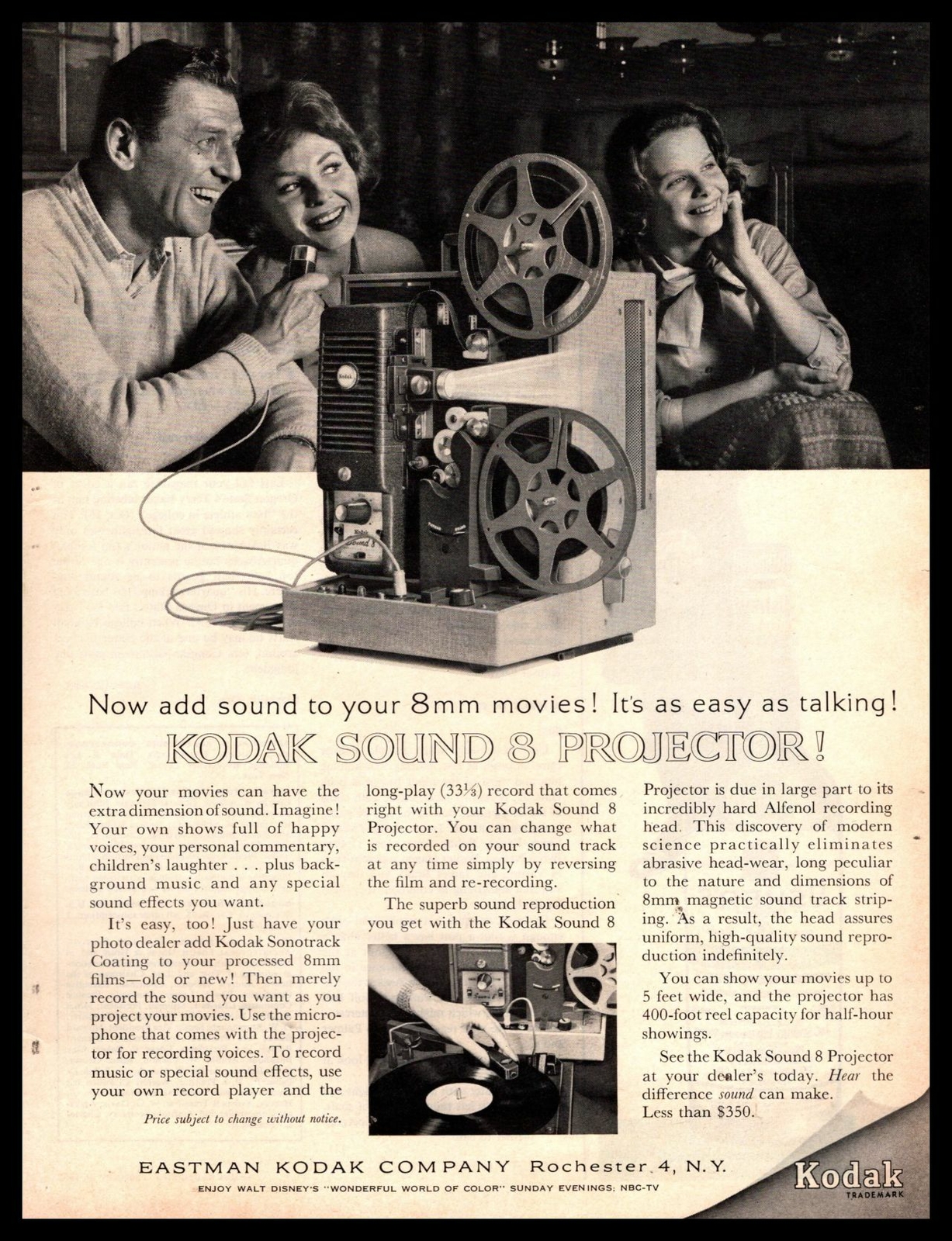 1962 Eastman Kodak Company Sound 8 Movie 8mm Film Projector Vintage Print Ad