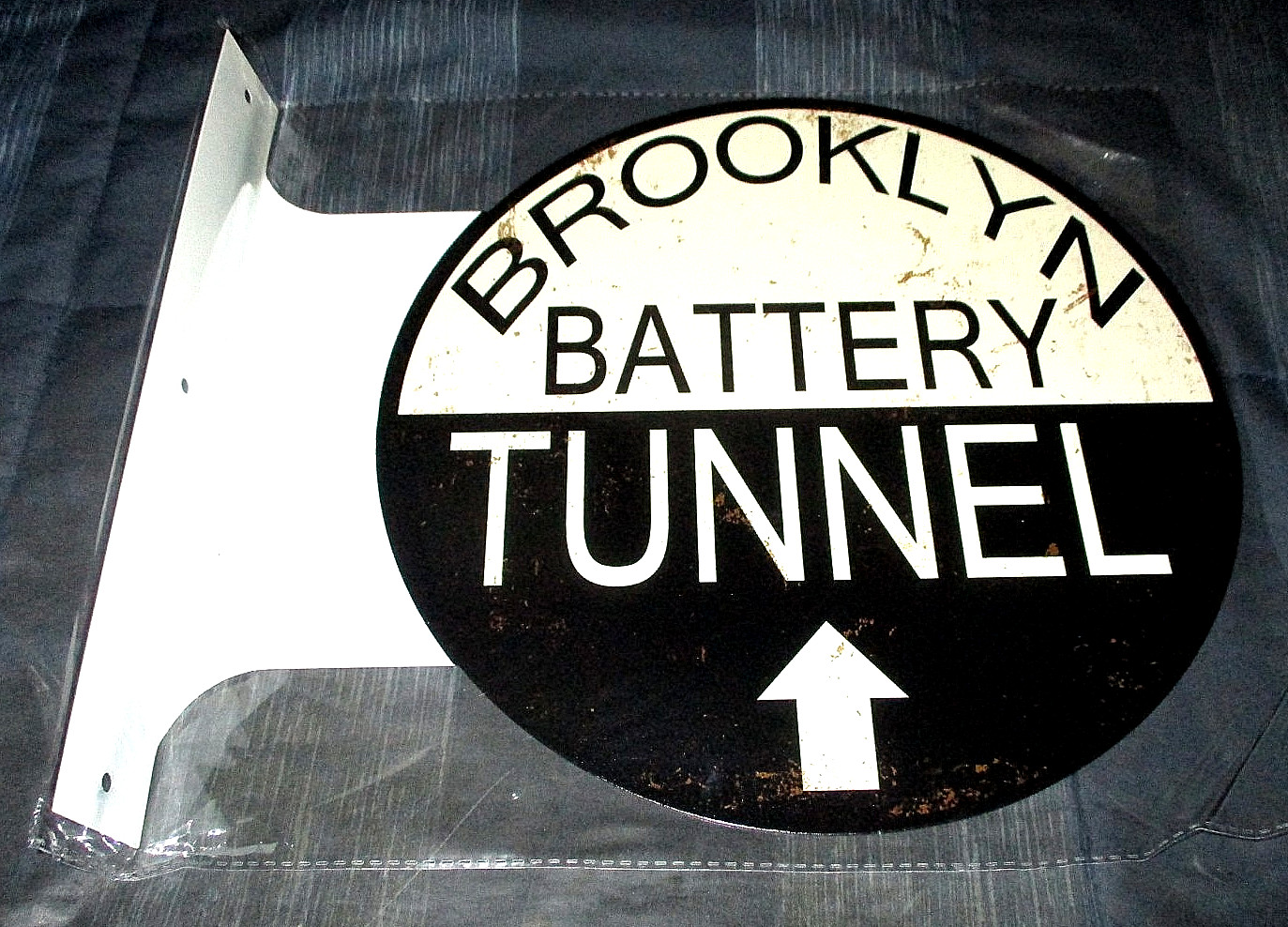 BROOKLYN BATTERY TUNNEL Double-Sided Imprint Metal Flange Sign #02a – NEW