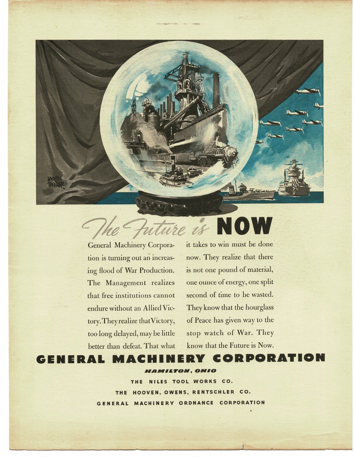 1942 General Machinery Corp Hamilton Ohio War Production WWII Vintage Ad