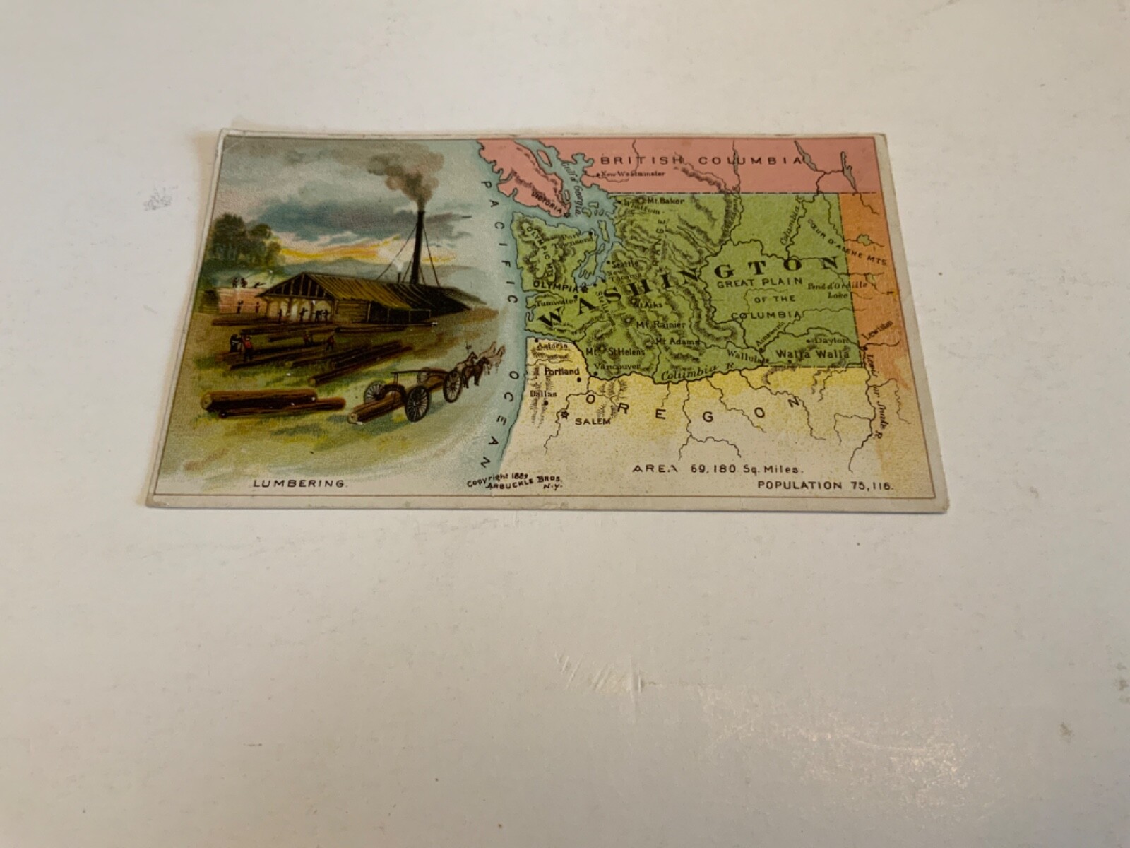 New York~Arbuckle Bros.-Ariosa Coffee No. 78 Washington Lumber c.1889 Trade Card