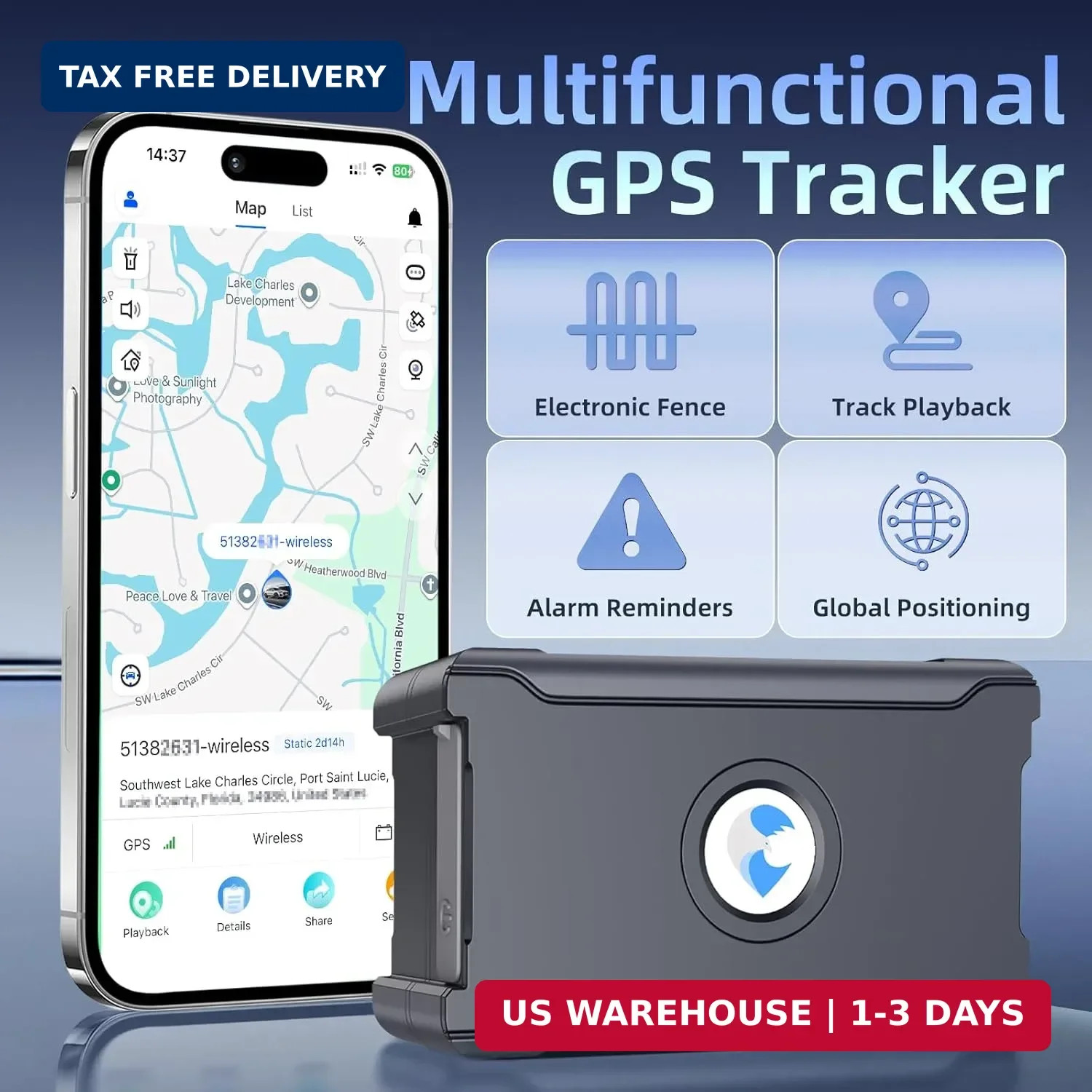 GPS Tracker for Vehicles, 6000mAh Real-Time4G LTE Non detectable Car Tracking De