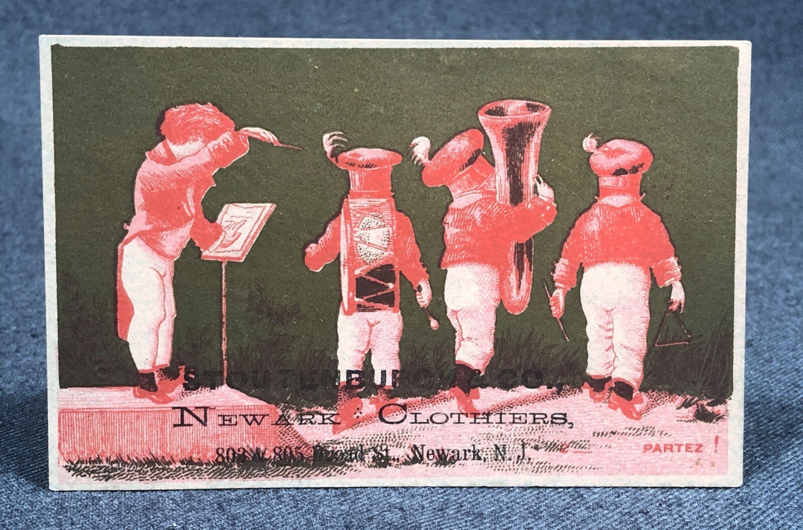 Stoutenburgh Newark NJ Antique Victorian Trade Card VTC Clothiers Clothing #1