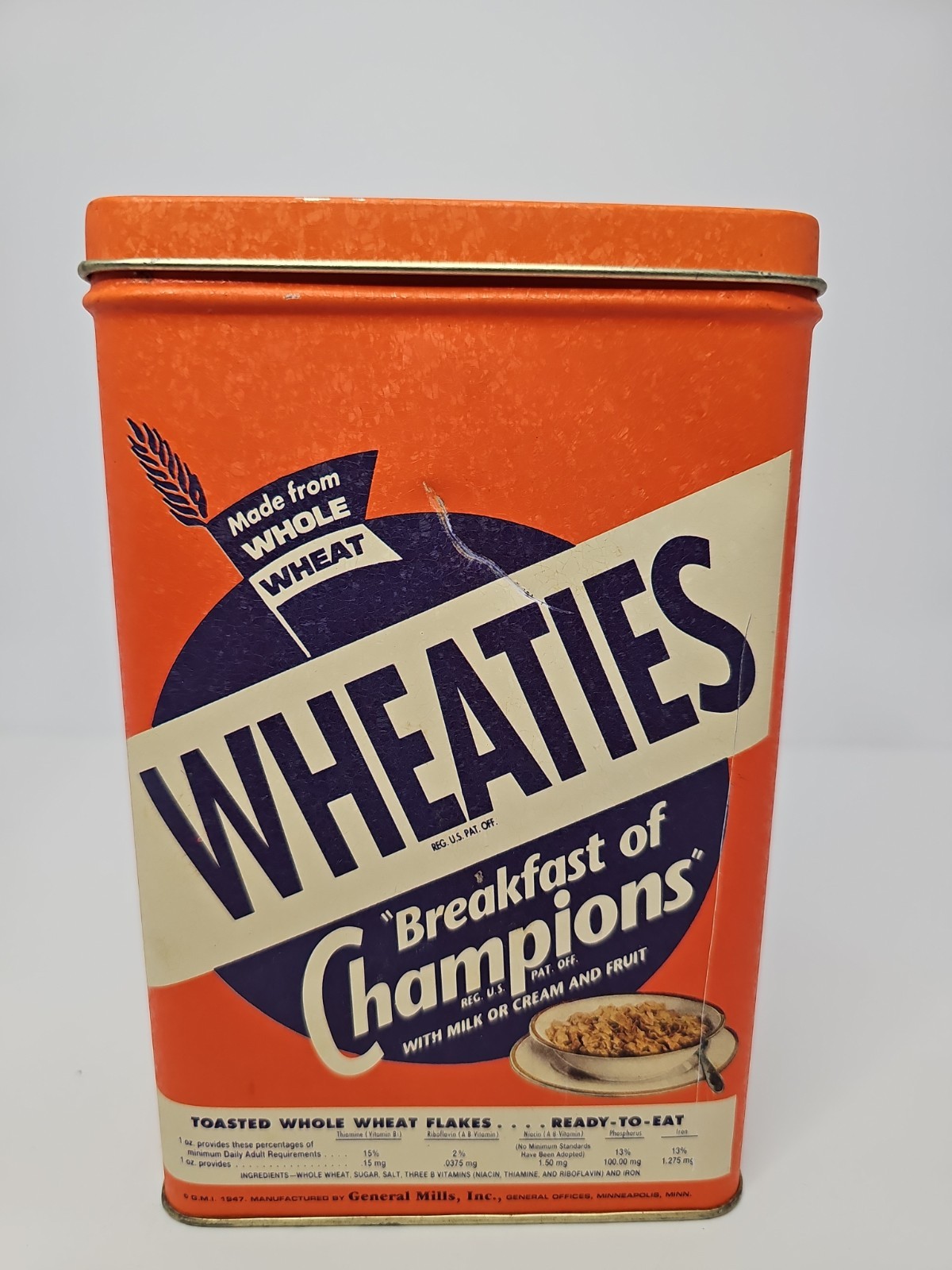 Wheaties Tin Box Breakfast of Champions 1993 Cereal Tin L 4.5″x W 3″x H 6.5″
