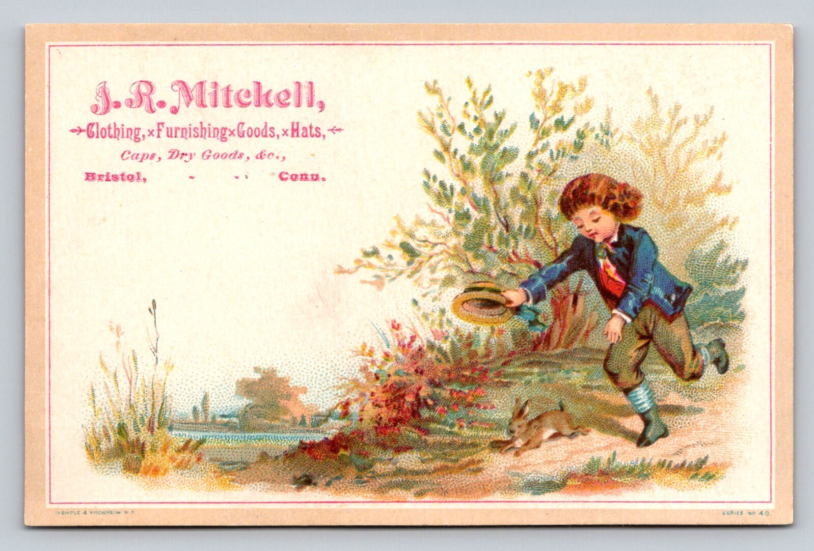 J R Mitchell Clothing Furnishing Goods Hats Girl Boy Rabbit Run P543