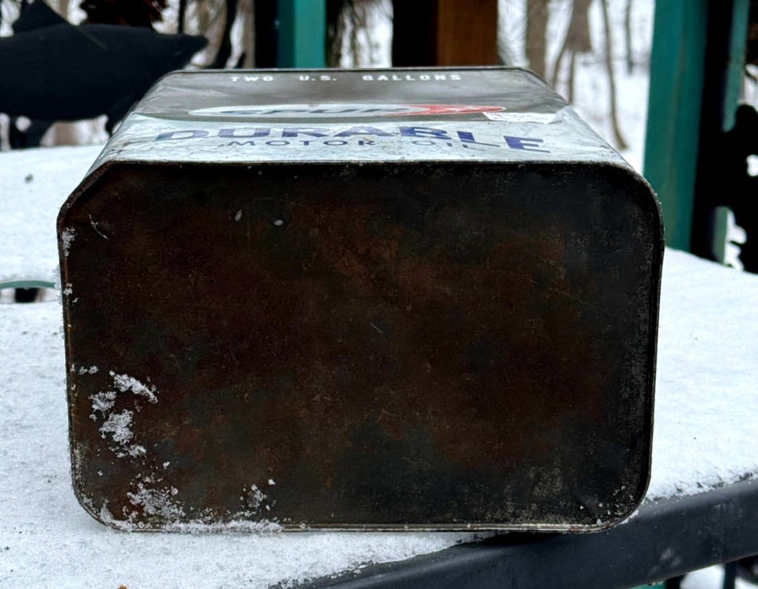 Vintage 2 gal. metal Spur early Square Can Motor Oil Gasoline signs