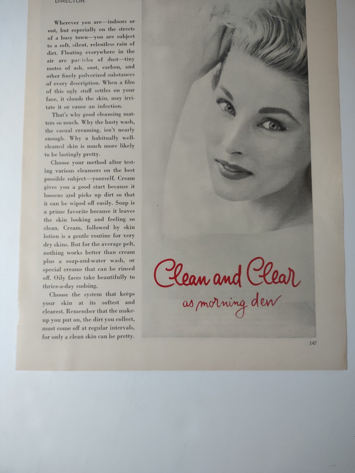 Good Housekeeping Beauty Clinic Ruth Murrin Clean Clear Vintage 1950s Print Ad