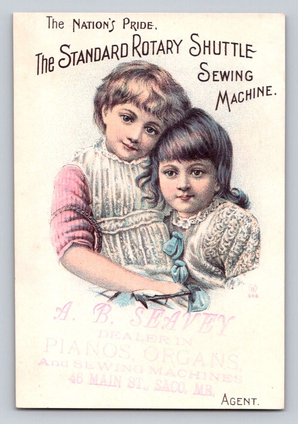 Standard Rotary Shuttle Sewing Machine Girls A B Seavey Pianos Saco Maine P267