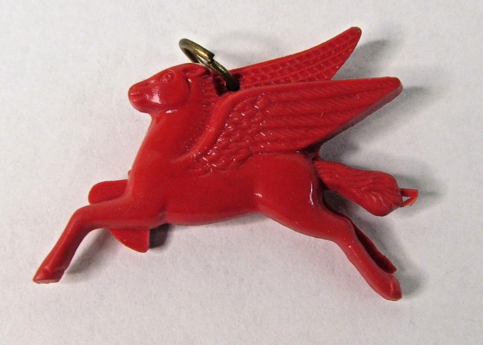1940’s Mobil Gas PEGASUS figural charm DARK Red
