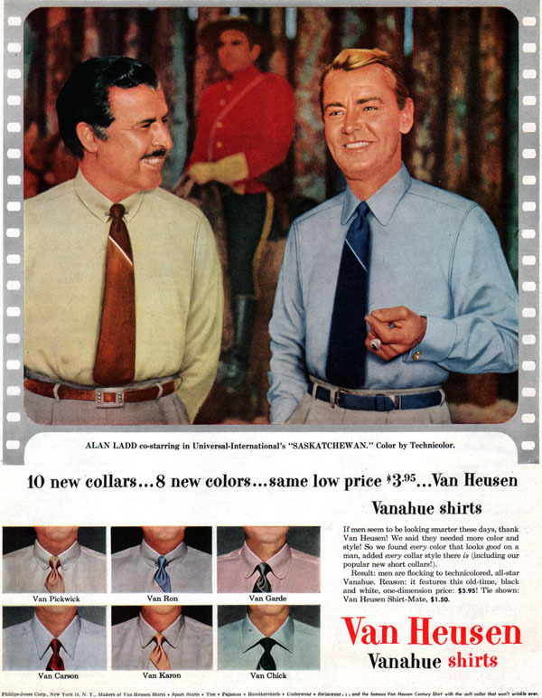 Alan Ladd Saskatchewan Canadian Mountie VAN HEUSEN SHIRTS 1954 Print Ad