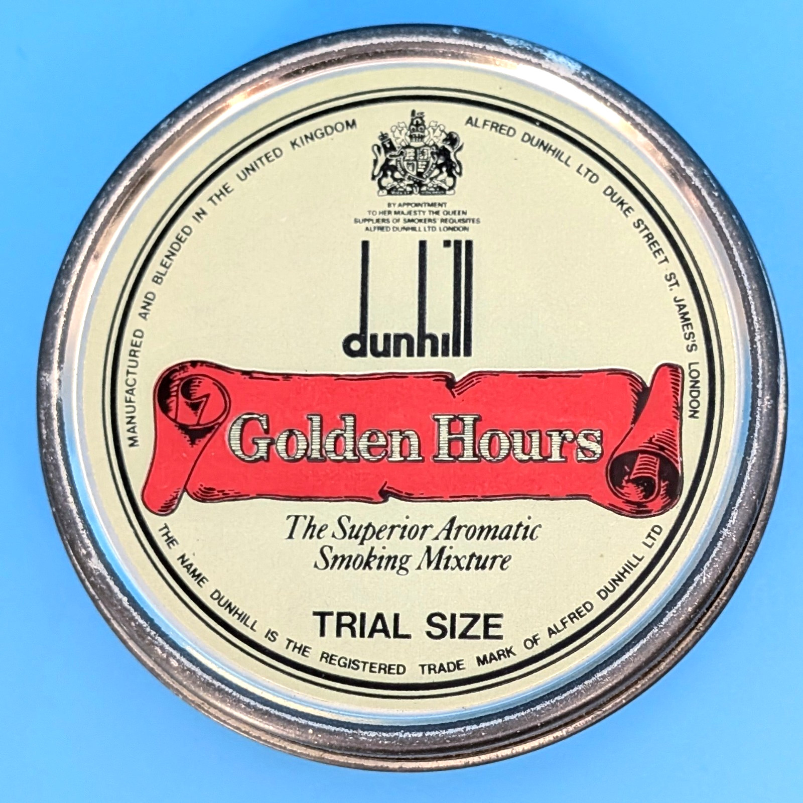 Vtg Dunhill Pocket Trial Size EMPTY Tobacco Tin Miniature Collectible