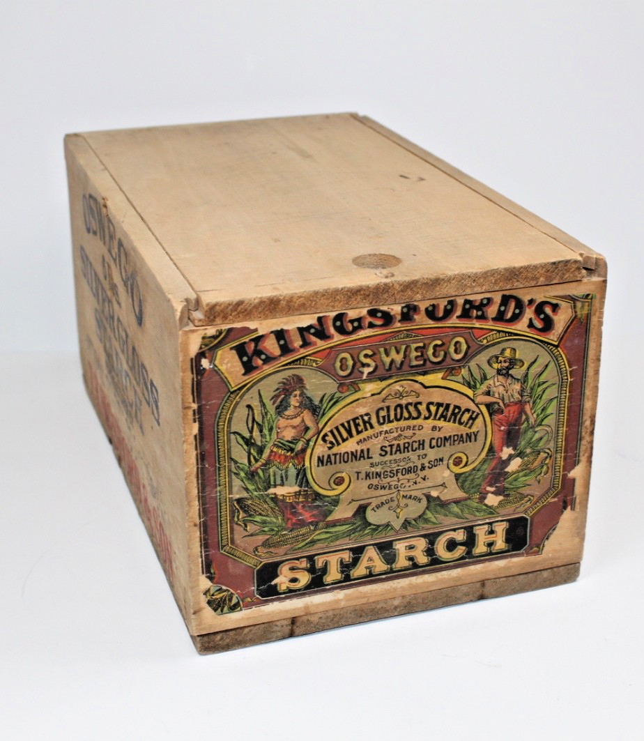 Antique Advertising Wooden Crate Kingsford’s Starch