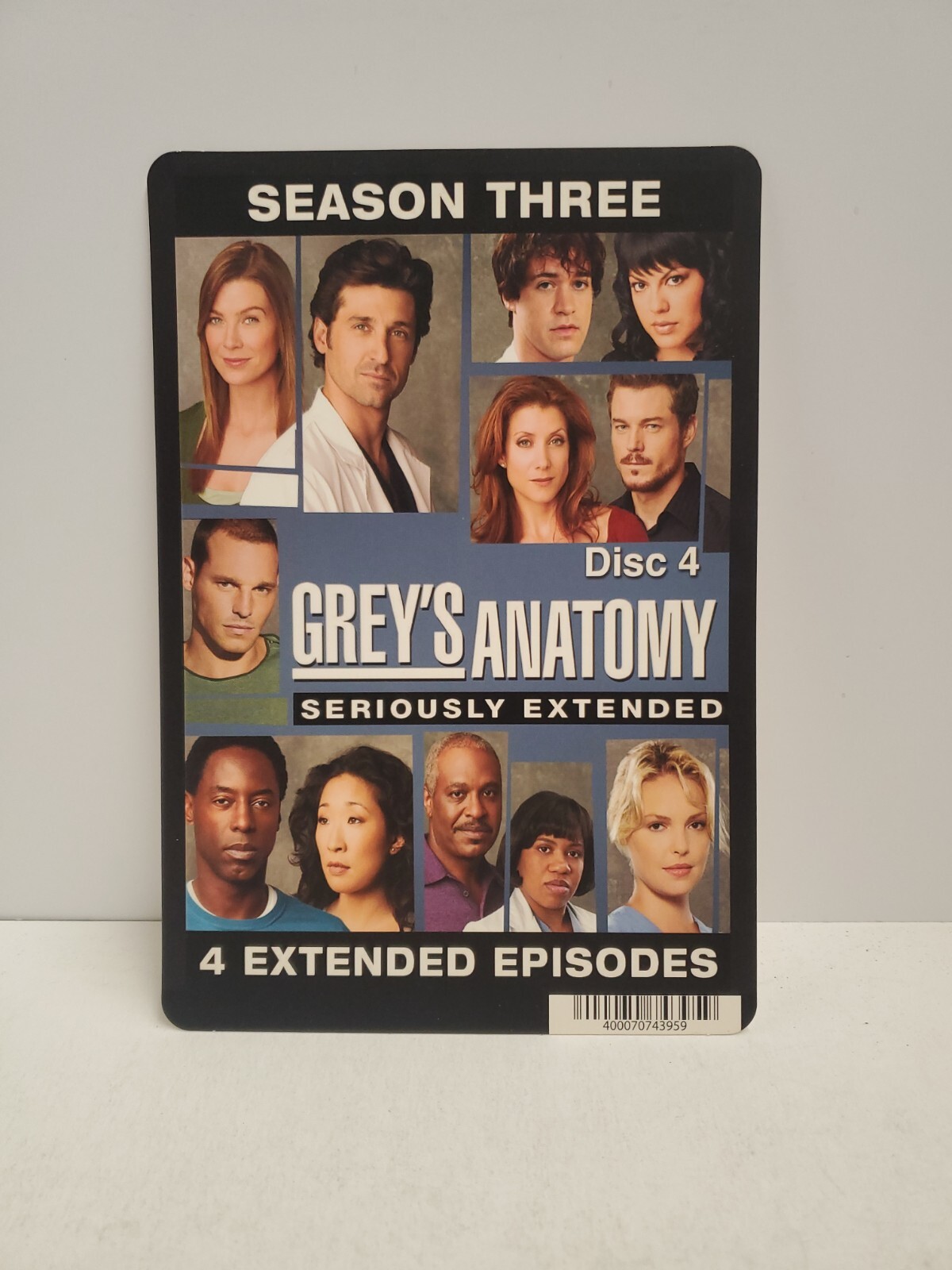 Grey’s Anatomy Season 3 Disc 4 BLOCKBUSTER DVD BACKER CARD ONLY 5.5″X8″