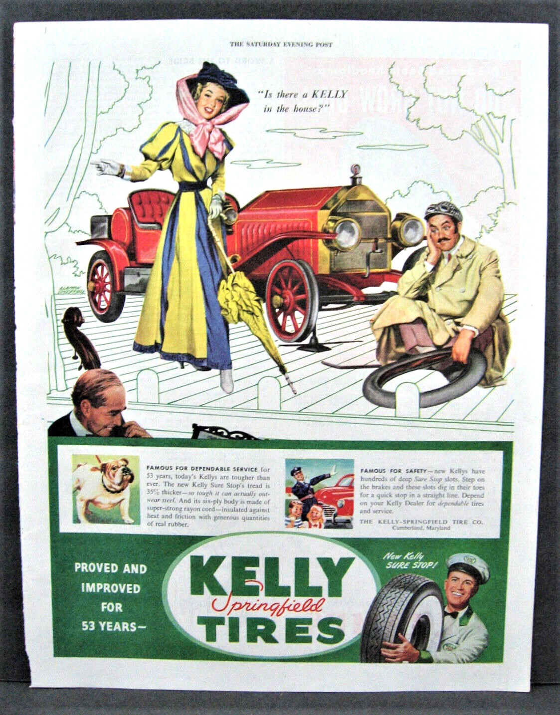 Vintage 1947 Kelly Springfield Tires Full Page Magazine Ad