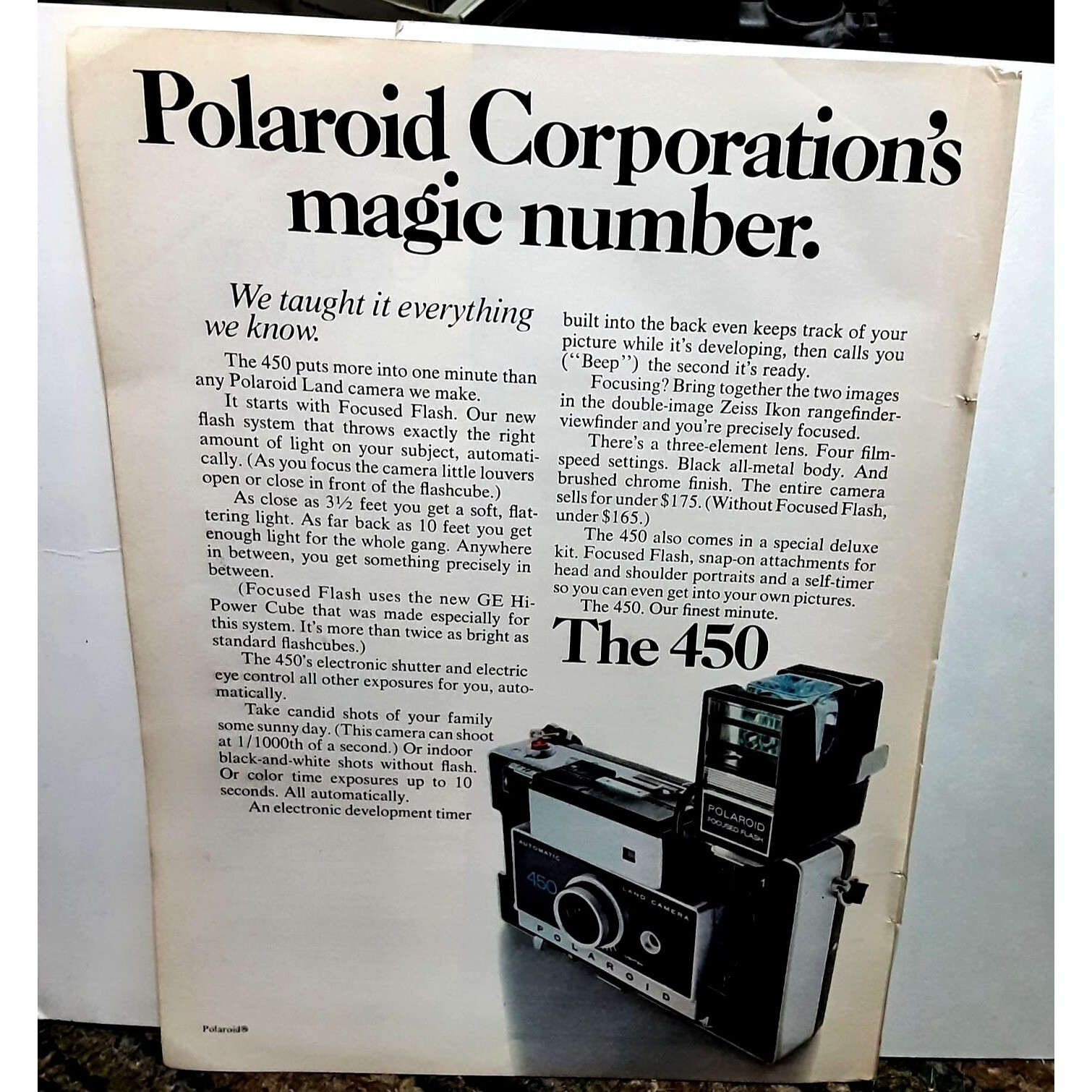1971 Polaroid 450 Camera Original Print Ad Vintage