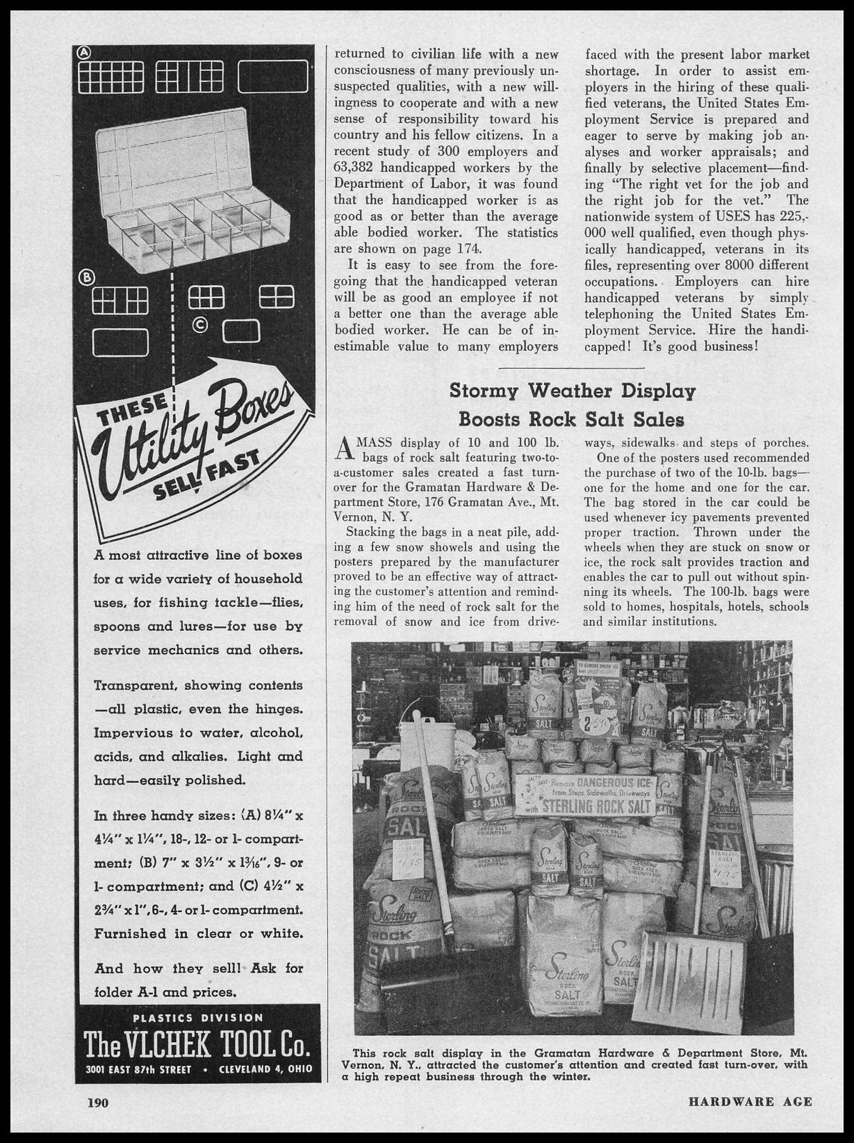 1946 Gramatan Hardware Store Photo Vernon New York Rock Salt Article Print Ad