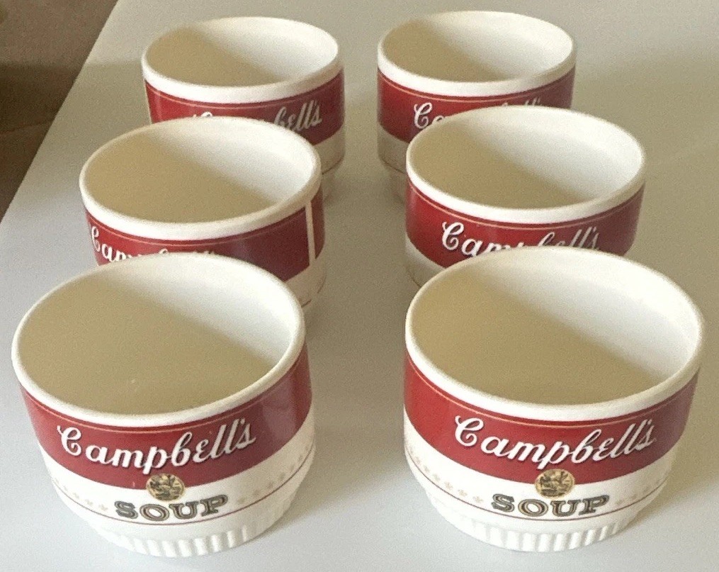 Campbell’s Soup Advertising Mug Set of 6 Red and White Mugs/Cups