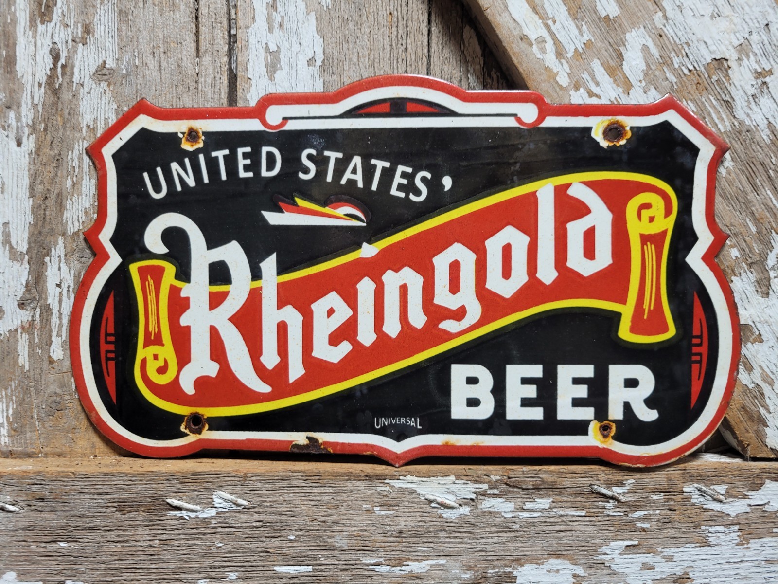 VINTAGE RHEINGOLD BEER PORCELAIN SIGN BAR RESTAURANT PUB ALCOHOL TAVERN ALE BREW