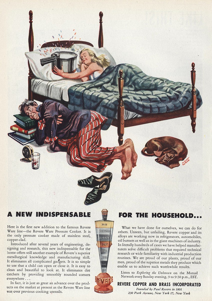 1946 Revere Copper + Brass: Indispensable for Household Vintage Print Ad