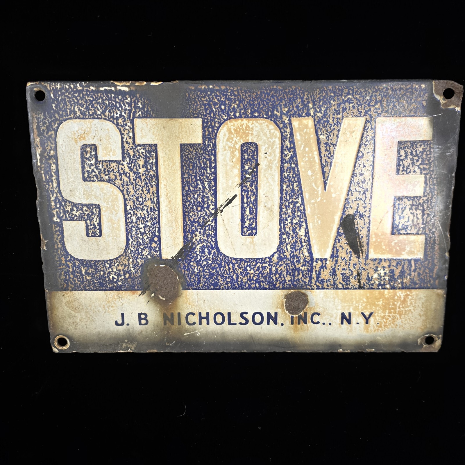 Vintage J.B. Nicholson inc. NY stove Porcelain sign 8″ x 12 “