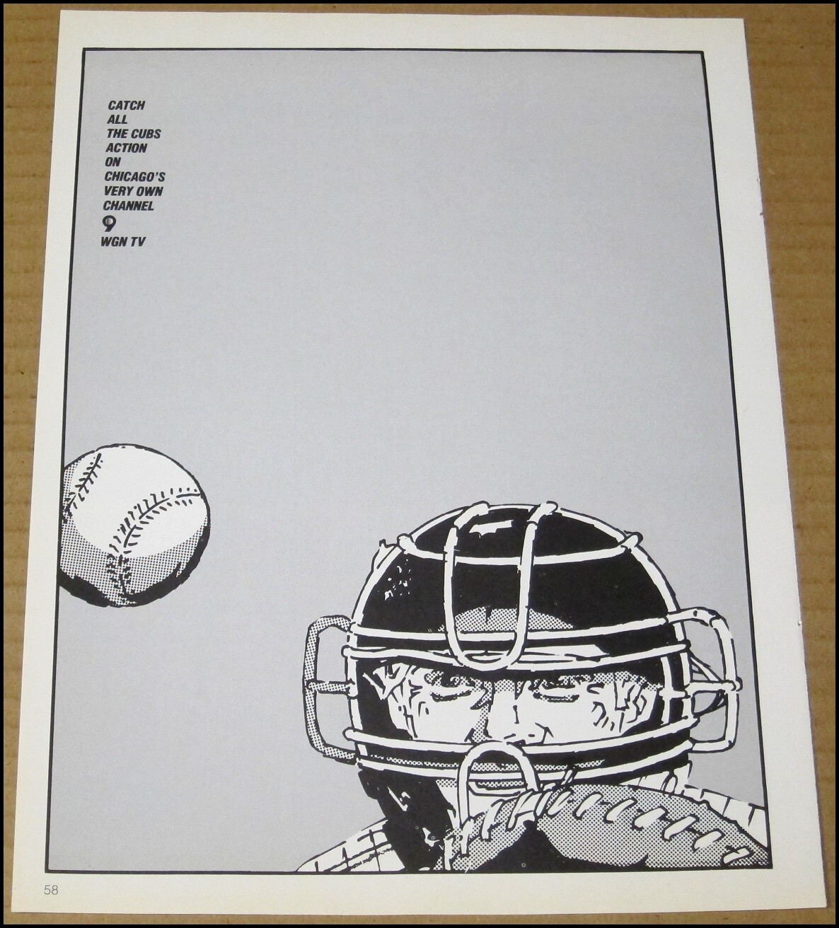 1985 WGN TV Channel 9 Chicago Print Ad Advertisement Cubs Baseball Vintage