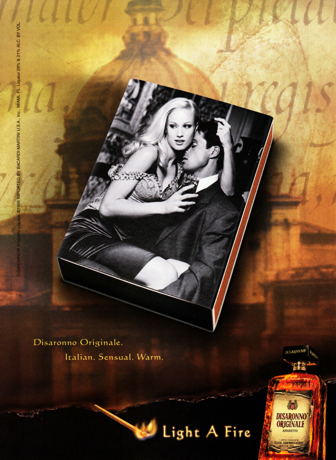 DISARONNO AMARETTO LIQUEUR AD #25 RARE 1999 OUT OF PRINT AMARETTO DI SARONNO