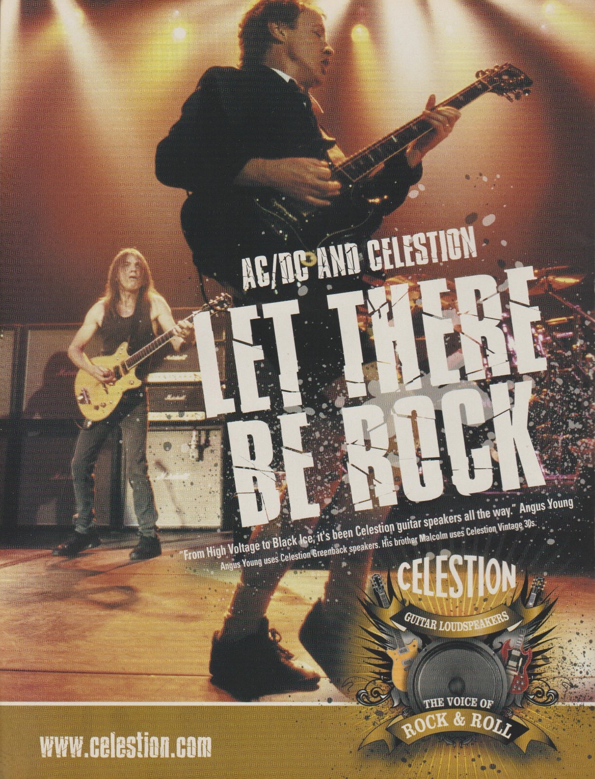 2009 Celestion Guitar Speakers – AC/DC Angus & Malcom Young – Print Ad Photo