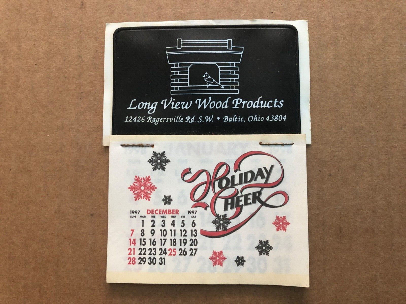 1998 LONG VIEW WOOD PRODUCTS Baltic Ohio Puffy Sticker Calendar