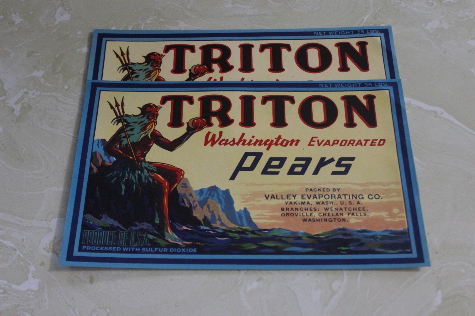 LOT OF ( 4 ) TRITON WASHINGTON EVAPORATED PEARS LABELS 6 1/2″ X 10″