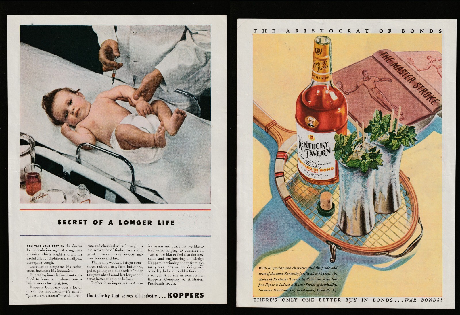1944 Kentucky Tavern Whiskey Koppers pressure-treatment Time Magazine Print Ad