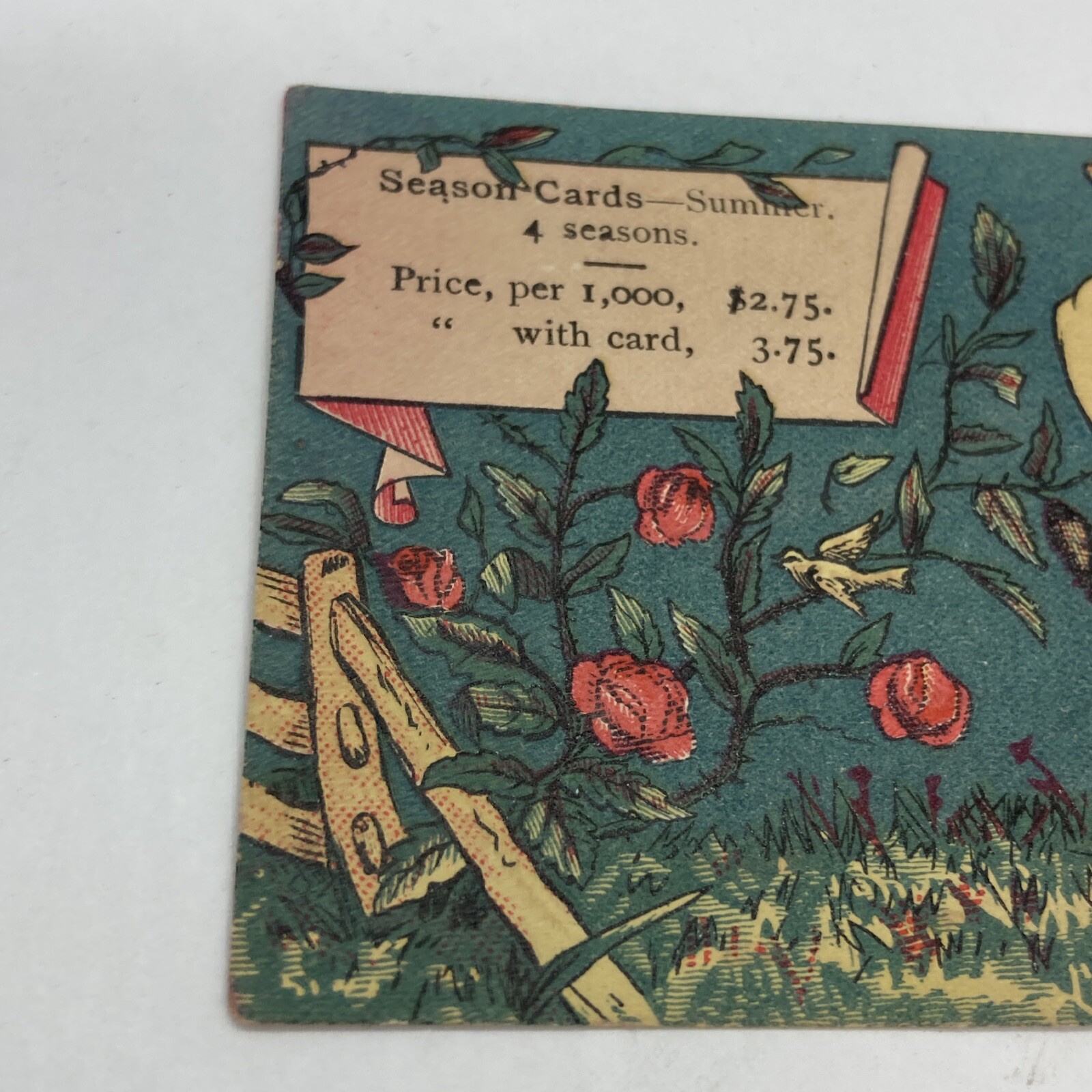 Victorian Card Season Cards “ SUMMER “ Love Blessing Happiness 3.5”x2.5”