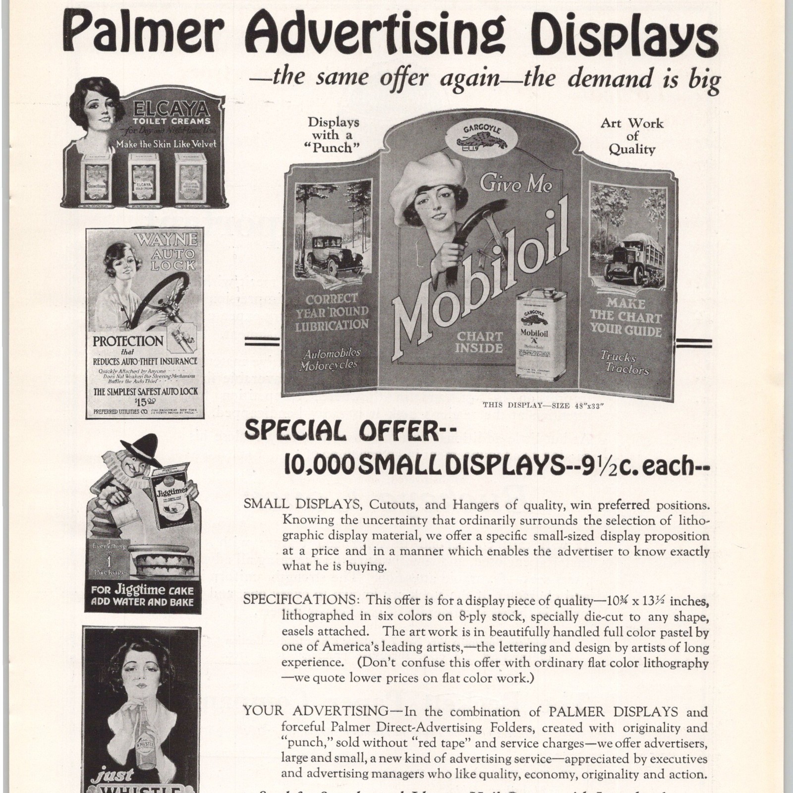 Palmer Advertising Displays Small Diplay Sale Palmer Advertising 1922 Print Ad