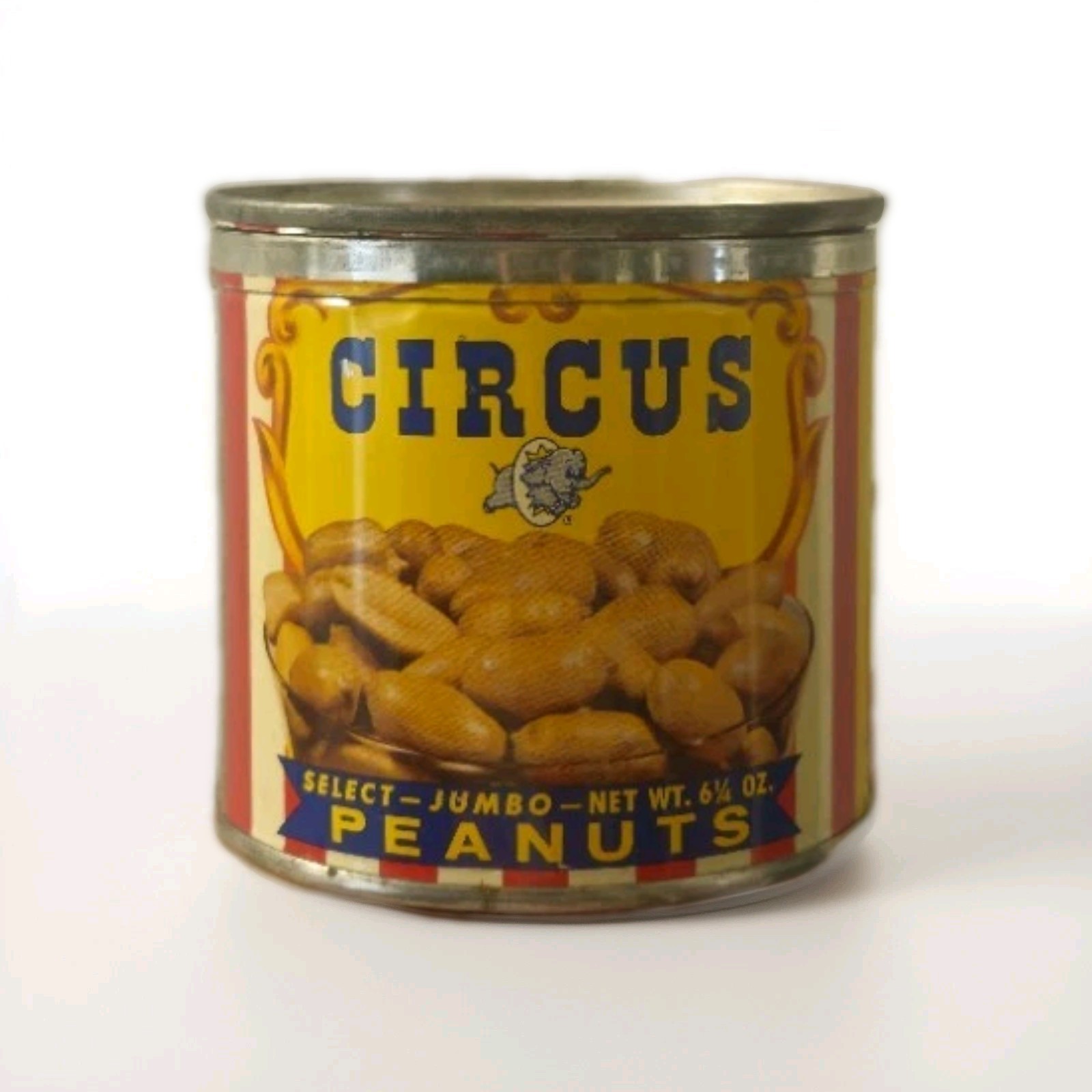 1950s Vintage Circus Mixed Nuts Tin w/ Lid 13 oz Advertising Can * Excellent